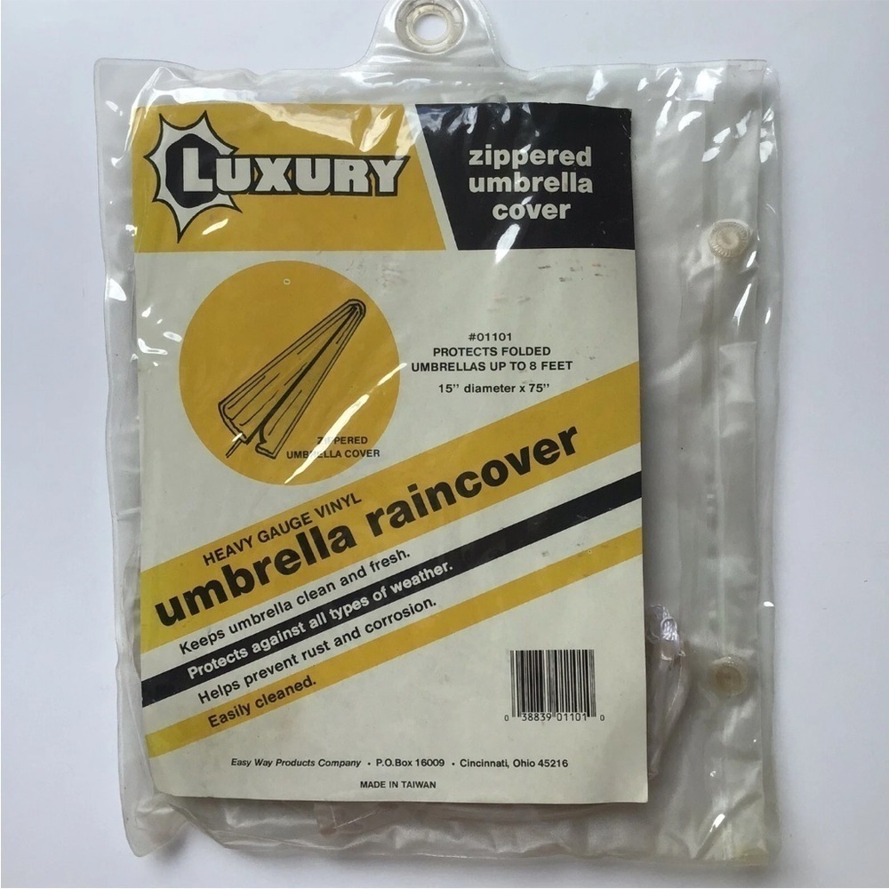 Patio Umbrella Rain Cover Outdoor NEW Waterproof Zips Luxe Vinyl 15”x75” Vintage
